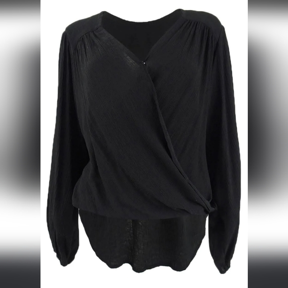 Free People Black Wrap Flowy Tunic Top Size L - Picture 7 of 7